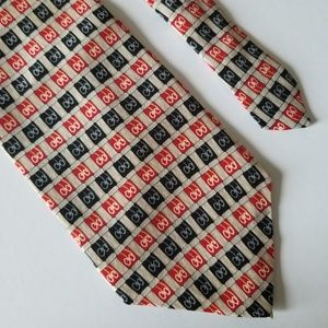J. Garcia 100% Silk Black Red Cream Men's Tie